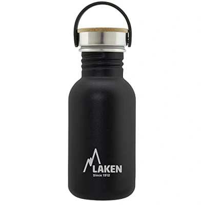 Obrázek Laken Láhev z ušlechtilé oceli Basic Basic, široký otvor se šroubovacím uzávěrem oceli, bez BPA, 0,50 l, černá