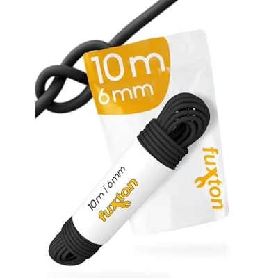 Obrázek fuxton® gumové lano (6 mm x 10 m), expandér, lano, bungee manšestr, metrové zboží, černá