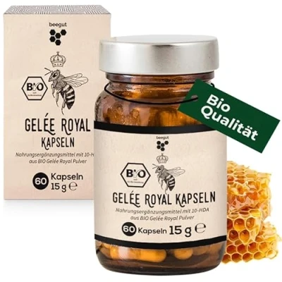 Obrázek beegut BIO Gelée Royal kapsle, 60 kapslí po 170 mg mateří prášek (sušený), udržitelné balení