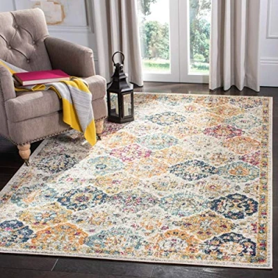Obrázek SAFAVIEH Distressed koberec do obývacího pokoje, jídelny, ložnice Madison Collection, krátká předsíň, krémová a multi, 122 x 183 cm