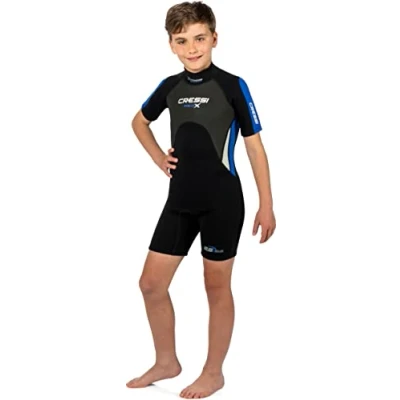 Obrázek Cressi Unisex Kinder Med X Jr Wetsuit 2.5mm Shorty Neoprenanzug Ideal zum Schnorcheln und Tauchen in gemäßigten Gewässern, Schwarz/Rosa, M (10/11 Jahre)