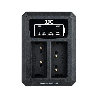 Obrázek JJC USB duální Nabíječka pro Fujifilm X100VI X100V X100F x PRO3 PRO2 PRO1 S10 E4 H1 T3 T2 T1 T50 T30II T30 T20 T10 A5 T5 200 T100 Fuji
