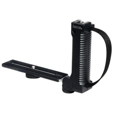 Obrázek Hama Skládací lišta blesku pro fotoaparát/videokamery se závitem na stativ, s rukojetí a poutkem zápěstí, 34 mm x 190 mm, černá