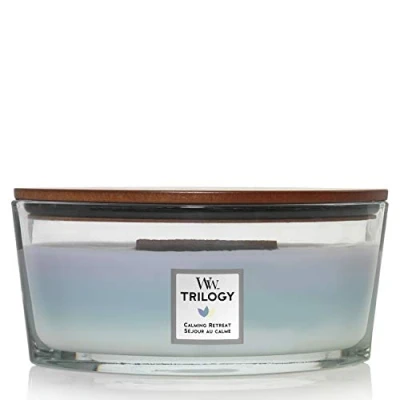 Obrázek WoodWick Ellipsenförmige Trilogy Duftkerze mit knisterndem Docht, lavendel , Calming Retreat, bis zu 50 Stunden Brenndauer, 453 g