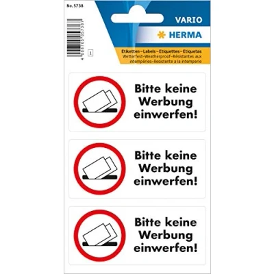 Obrázek Informační etikety, prosím nevhazujte reklamu, odolné proti povětrnostním vlivům 1 list se 3 etiketami