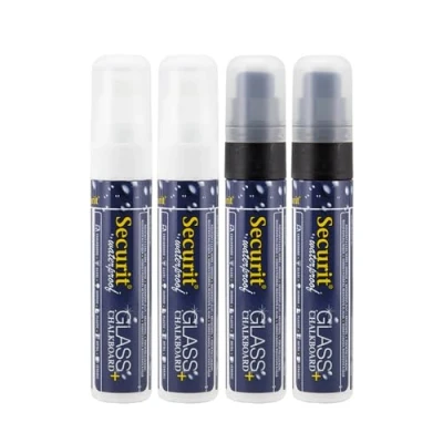 Obrázek Securit SMA820 V4 BW křídový popisovač Waterproof Large, 4dílné pouzdro, tříděné, modrá/červená/žlutá/zelená