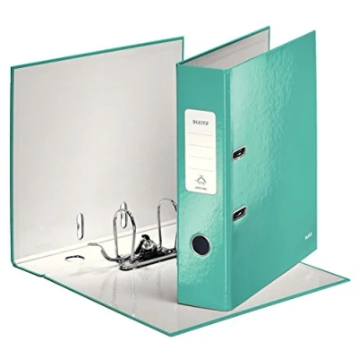 Obrázek Leitz 10050051 kvalitní složka (A4, šířka hřbetu 8 cm, šedá lepenka s laminovaným povrchem, WOW) ledově modrá lesklá, design se může lišit