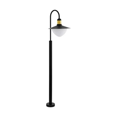 Obrázek EGLO venkovní stojací lampa Sirmione, 1 plamenné svítidlo, svítidlo z pozinkované oceli, sklo: bílá, opálově matná, barva: černá, zlatá, objímka: E27, IP44