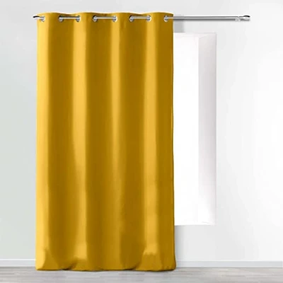 Obrázek douceur d&#039;Intérieur Absolu závěs s oky, mikrovlákno, jednobarevný, polyester, hořčice, 140 cm x 260