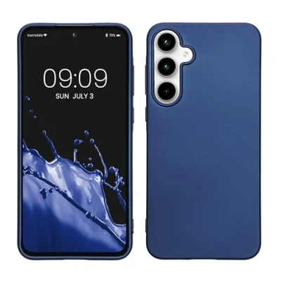 Obrázek kwmobile pouzdro kompatibilní se Samsung Galaxy A55 5G ochranné ze silikonu metalicky třpytivé na mobil metalické modré