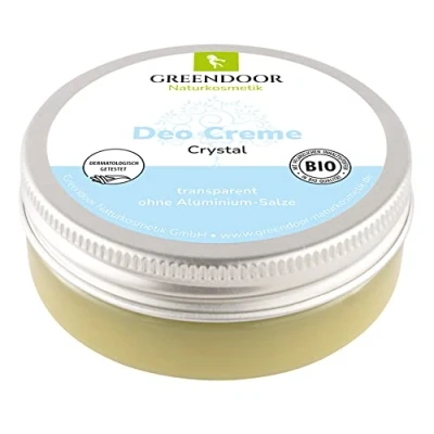 Obrázek GREENDOOR Deo Creme crystal vegan, nulový zápach potu bez bělení, zinku hliníku alkoholu přirozeně pokusů na zvířatech, dermatologicky osvědčený, přírodní kosmetika, jemný, 50 ml