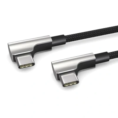 Obrázek PAXO 0,2m nabíjecí kabel, 3A, USB C na 2. 0, elegantní úhlový konektor, obzvláště flexibilní látkový plášť v černé barvě