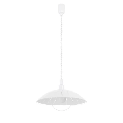 Obrázek EGLO Závěsné svítidlo Alvez, 1 plamenná závěsná lampa se spirálovým kabelem, výškově nastavitelná, klasická, kuchyňská z plastu a skla v bílé, čirá, na jídelní stůl s