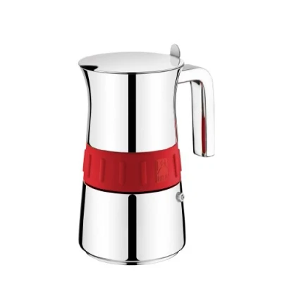 Obrázek BRA Italský kávovar, kov, šedá a červená, 4 tazas, 6