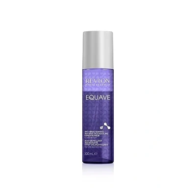 Obrázek REVLON PROFESSIONAL EQUAVE Anti Brassiness Instant Detangling Conditioner, 200 ml, rozplétající se Leave ve spreji pro blonďaté, bílé a odbarvené vlasy, 2fázová péče o vlasy s tepelnou ochranou