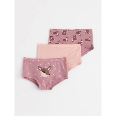 Obrázek Lindex Hipster Hearts DEER 3 PACK Kalhotky pro děti, Velikost: 110/116, Dusty lilac
