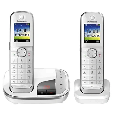Obrázek Panasonic KX TGJ322GW rodinný telefon se záznamníkem hovorů (bezdrátový DUO, nízké vyzařování, ochrana volání, DECT Basistation) černá/bílá