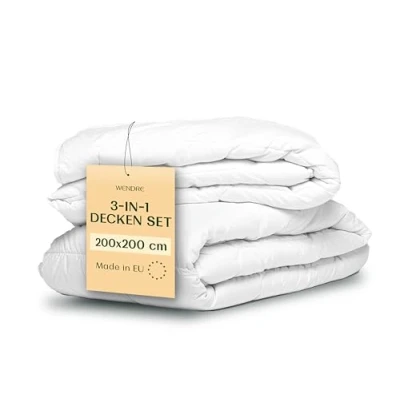 Obrázek WENDRE Přikrývka pro 4 roční období 200 x cm adaptovatelná celoroční sada s patentkami lehká letní deka 150 gsm a hebká zimní 250 kombinovaná 400