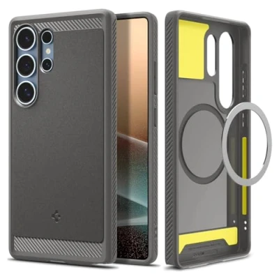 Obrázek Spigen Rugged Armor MagFit pouzdro pro Samsung Galaxy S25 Ultra, kompatibilní s MagSafe Marble Gray