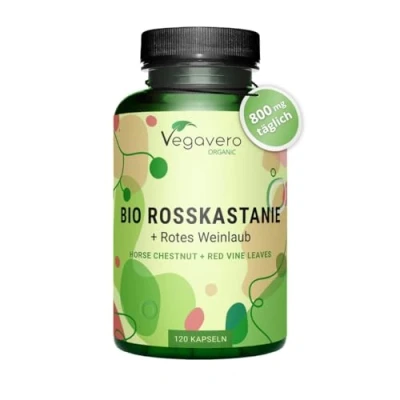 Obrázek Extract kapsle Vegavero® 100% BIO 800 mg extrakt s vinnými listy a vitamínem C Acerola vítěz cena výkon 2024* escin polyfenoly 120 žil veganské bez přísad