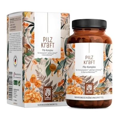 Obrázek NATURTREU® Houbová síla 120 kapslí houbový komplex vysoká dávka s extraktem Hericium Erinaceus (Lions Mane), extrakt z chaga, výtažek rýže, shiitake, beta glucan, vitamin B2, B5 &amp; B6