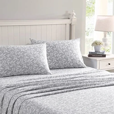 Obrázek Laura Ashley Startseite Queen Size Bettlaken, Baumwoll Flanell Bettwäsche Set, gebürstet für zusätzliche Weichheit und Komfort (Crestwood, Queen)