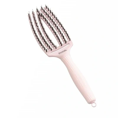 Obrázek Olivia Garden Fingerbrush Care Iconic Medium pastelově růžová rozčesávací kartáč na vlasy s kančími a nylonovými štětinami pro maximální lesk hladký styling