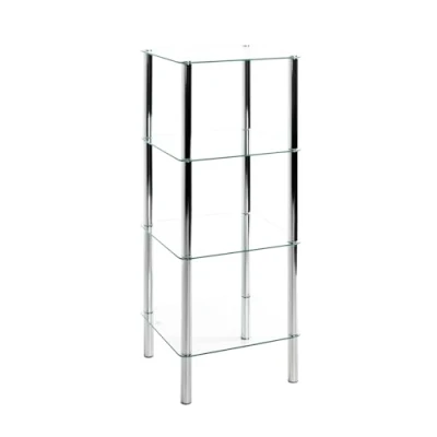 Obrázek HAKU Möbel Regál chrom, kov, bezpečnostní sklo rozměry: Š 39 cm x V 107 H cm, Styl: moderní