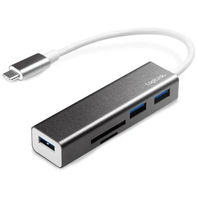 Obrázek LogiLink UA0305 USB C 3. 0 HUB, 3 porty, se čtečkou karet antracitová