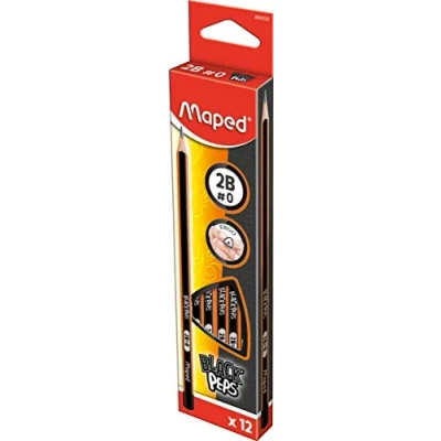 Obrázek Maped M850022 tužka BLACK&#039;PEPS, 2B, černá/oranžová, 12 kusů
