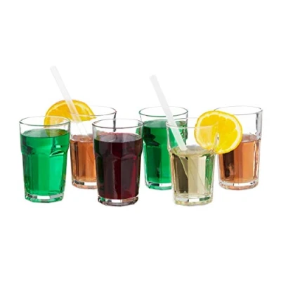 Obrázek Relaxdays sada 6 sklenic na pití, 300 ml, gastro, pro domácnost, lze mýt v myčce, koktejlové sklenice, průhledné