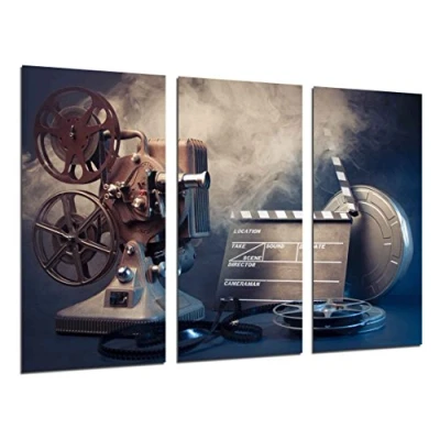 Obrázek Nástěnný obraz Historie Kino Hollywood, projektor, 97 x 62 cm, dřevěný tisk XXL formát umělecký tisk, ref 26407