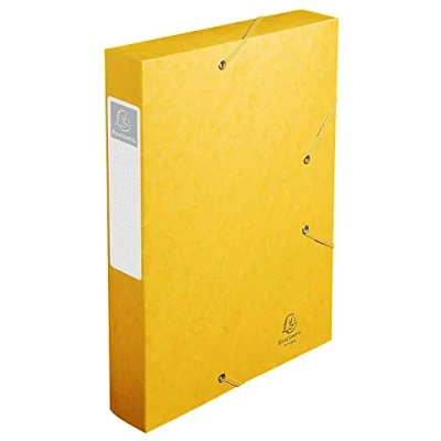 Obrázek Exacompta 16006H Premium sběratelský Box s gumovým páskem 60 mm široký z extra silného kartonu Colorspanu se zadním štítkem pro DIN A4 archivní na sešity dokumenty kreslení, sběratelská složka žlutá