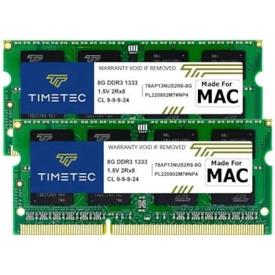 Obrázek Timetec 16GB KIT (2x8GB) kompatibilní Pro Apple DDR3 1333MHz PC3 10600 CL9 MAC Book (začátek/konec 2011), iMac (polovina 2010, střed/konec Mini 2011 Upgrade RAM