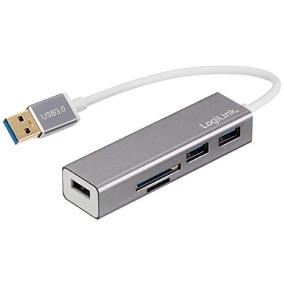 Obrázek LogiLink UA0306 USB 3.0 HUB, 3 Port, s čtečkou karet antracitová