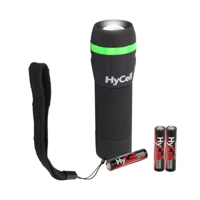 Obrázek HyCell Mini LED kapesní svítilna zoomovatelná a zaostřitelná vč. AAA baterií praktické světlo s plynulým zaostřováním ruční ideální pro kempování, dílnu, kabelku, zahradu, děti,