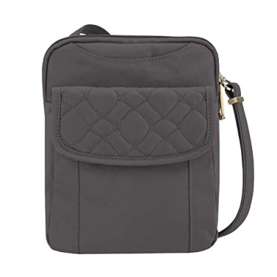Obrázek Travelon Gesteppte schlanke Tasche mit Diebstahlschutz, Rauch, Einheitsgröße, Diebstahlschutz