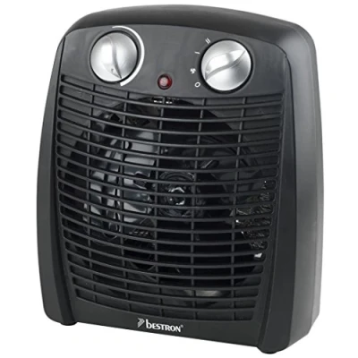 Obrázek Bestron Topný ventilátor se 2 stupni výkonu, vč. pojistky proti převrácení a ochrany přehřátí, pro prostory do 20 m², 2000 W, barva: černá