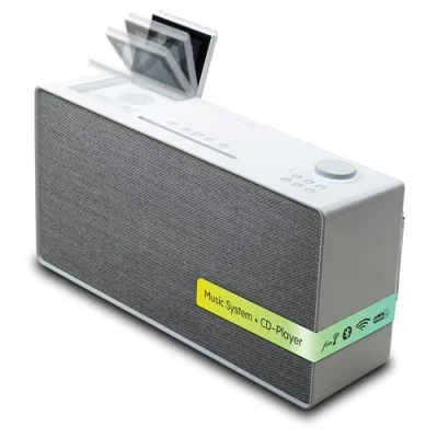 Obrázek Pure Evoke Home All In One hudební systém pro domácnost (DAB+/FM rádio, internetové podcasty, Spotify Connect, Bluetooth, CD, skládací barevný displej) bavlna bílá