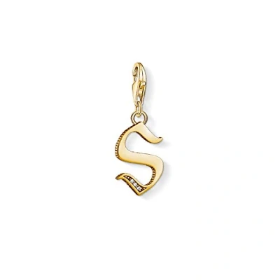 Obrázek Thomas Sabo Dámský přívěsek L písmeno Charm Club 925 sterlingové stříbro 1618 414 39, Pozlacené žluté zlato 750, 925, zirkony.