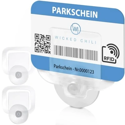 Obrázek Wicked Chili 2dílná sada parkovací doklad auto držák čelní sklo s přísavkou 30 mm, karet, parkovacích lístků, na průkaz, karty auta (Made in Germany)