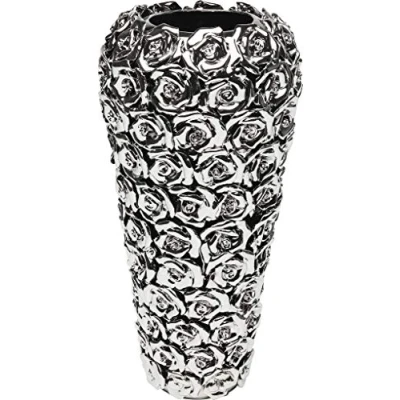 Obrázek Kare Designová váza růže multi stříbrná, kamenina, velká, vintage, dekorační váza, stolní na květiny do obývacího pokoje, doplněk, 37 x 18 cm (v/š/h)