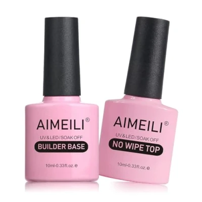 Obrázek AIMEILI Sada Builder Base Top Coat 7 v 1 Gel UV and In a Bottle vrchní lak Nail Extension Set 2x10 ml