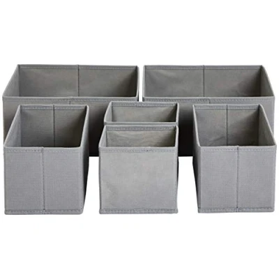 Obrázek Amazon Basics Organizér se zásuvkami/organizační systém oblečení skládací do šatny ložnice nebo kuchyně, 6 kusů, šedá