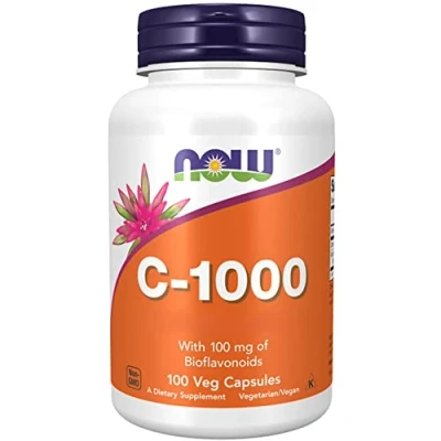 Obrázek Now Foods, C 1000, vitamin C, 1000 mg, kyselina L askorbová, 100 veganských kapslí, laboratorně testováno, bezlepkové, vegetariánské, bez sóji, genetického inženýrství