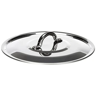 Obrázek Pentole Agnelli Alluminio 2 mm kulaté víko s můstkem bez okraje, lesklé, hliník, stříbrná/černá, 20 cm
