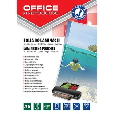 Obrázek Office Products 20325235 90 laminovací fólie A5, 2 x 125 mikron, lesklá, 100 kusů, transparentní