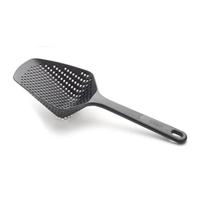 Obrázek Joseph Scoop Plus sítko, odkapávací sítko na lžíci, odkapat a servírovat, odolné vůči teplotě do 200 C (392F), vhodné myčky nádobí, černé, velké