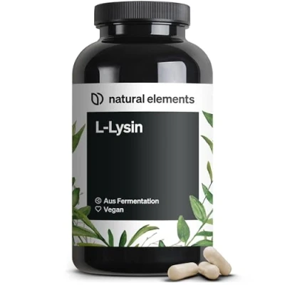 Obrázek L lysin 365 kapslí 800 mg čistého lysinu ze 1000 HCl/den z rostlinné fermentace bez genetického inženýrství veganský, optimální dávkování, zbytečných přísad