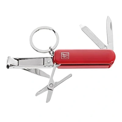 Obrázek ZWILLING Manikúra pedikúra Multi Tool (přívěsek na klíče s nůžkami nehty, kleštičky nehty a pilník nehty), červená, 60 mm